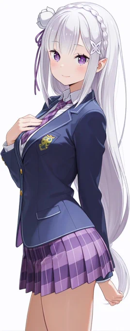 もしも最初に出会ったのがエキドナだったら、こんな姿のエミリアが見れたかもしれないという想像の制服 #リゼロ #rezero SFW anime-style illustration. Emilia Ilustração em estilo anime. ilustración de estilo anime.
