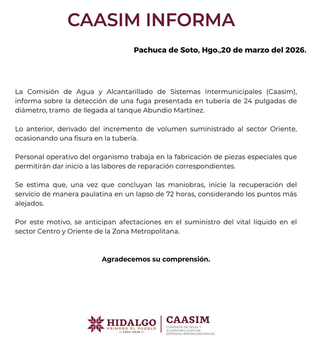 ⚠️ Información importante. ⚠️

#CaasimINFORMA💧

Ayúdanos a compartir esta información.