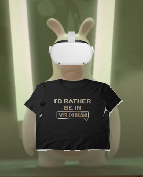 Pocalypseee's tweet photo. @VRChat Even as a Rabbids fan, who is askin for this? Lmao

You rather have a rabbids avi that has more toggles and emotes than what vrc is giving you 

Only the one who asked for this is the devs themselves https://t.co/XFKKXI2AQo
