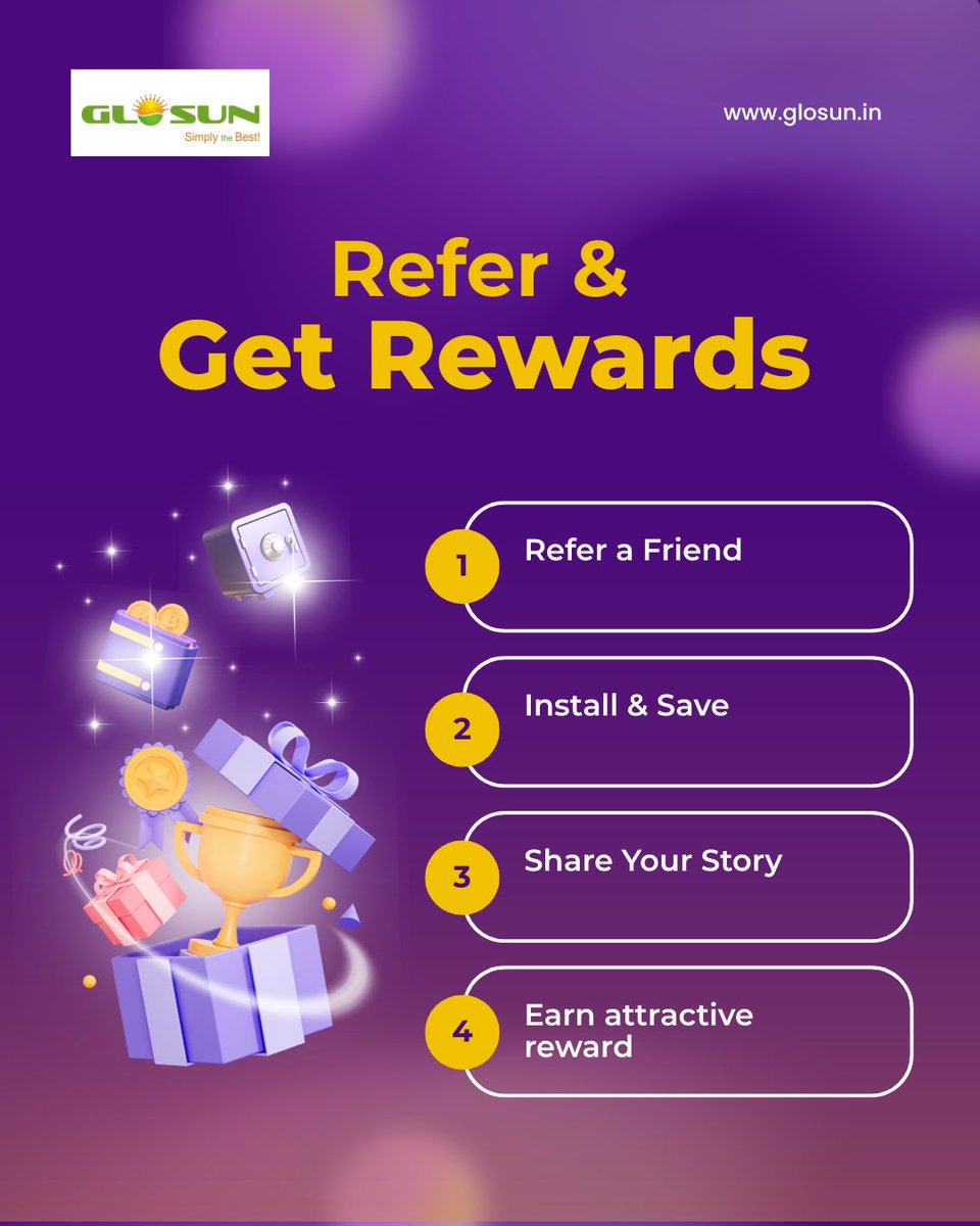 2d983ad55f524a8's tweet image. Turn sunshine into savings and rewards! 🌞💸 Refer solar with Glosun, earn commission, and help build a cleaner future. #SolarRewards #Glosun #CleanEnergy
