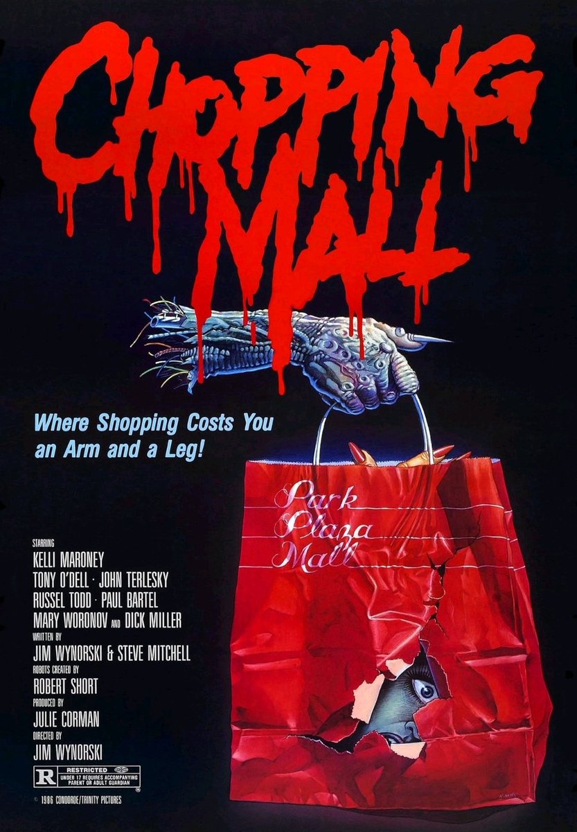 tedparker2012's tweet photo. Happy Anniversary to CHOPPING MALL (aka KILLBOTS) (03/21/1986) starring Kelli Maroney, Barbara Crampton, Dick Miller, Mary Woronov, and Angus Scrimm! 
#choppingmall #kellimaroney #barbaracrampton #dickmiller #maryworonov #angusscrimm #killbots #haveaniceday https://t.co/ncvrs7dm3W