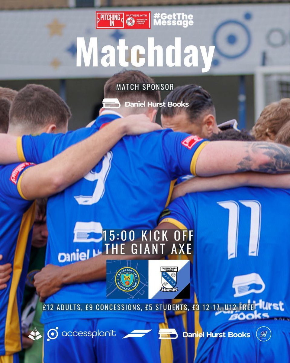 𝐌𝐀𝐓𝐂𝐇𝐃𝐀𝐘

Get down and support Jimmy and the lads 💙 

🆚 <a href="/CleeTownFC/">Cleethorpes Town FC</a> 
🏆 <a href="/NorthernPremLge/">The Pitching In Northern Premier League</a>
🕒 3pm
🏟 The Giant Axe, LA1 5PE
🎟 £12/ £9/ £5/ £3/ U12 FREE app.fanbaseclub.com/Fan/Tickets/Se… 

📻 dollybluesound.mixlr.com/events/4916608