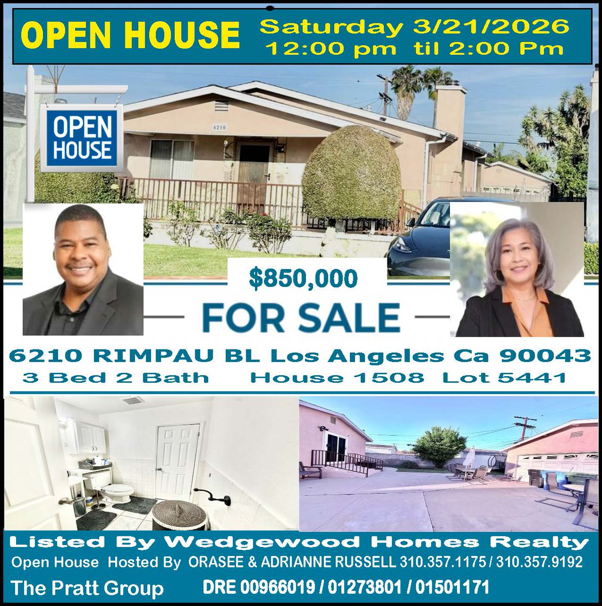 orasee2's tweet photo. Open House Saturday 3/21/2026 12:00 NOON til 2:00 PM 
 6210 S Rimpau Blvd, Los Angeles, CA 90043 DRE 01273801 https://t.co/AZL3kS7miY 310-357-1175 https://t.co/H9oCcQciVH