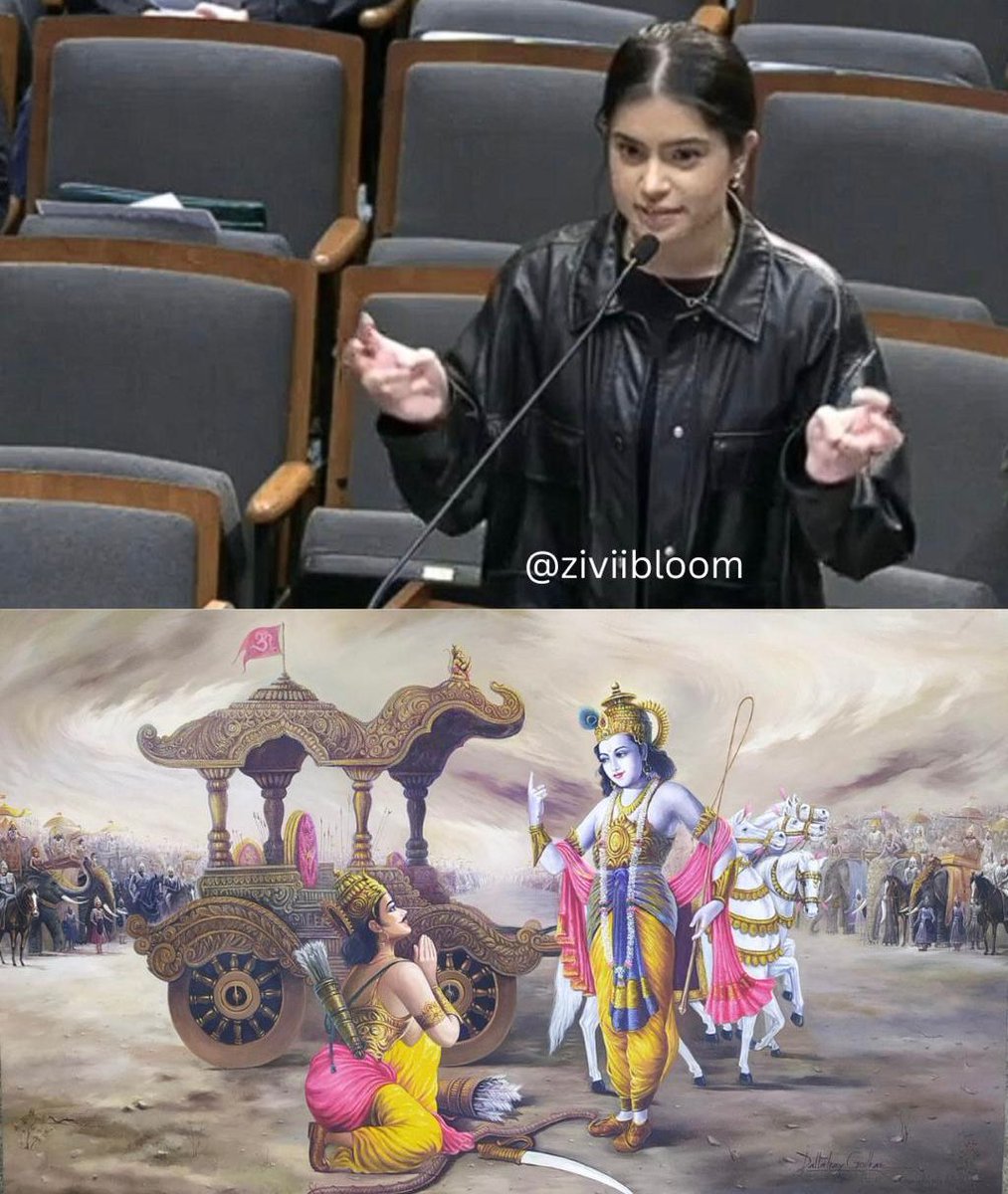 ZiviiBloom's tweet photo. 🚨 Indian-American girl Neha Suratran drops facts at #Texas council:

Hindus don’t impose, don’t convert .. we live and let live. 
One of the safest, most peaceful communities, always contributing, always building. 🕉️

#sanatandharm #hinduism https://t.co/hF9Ep1S1Rk