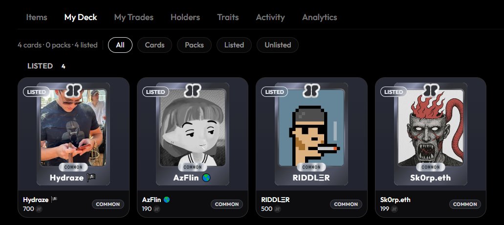 SMiholat's tweet photo. Trying to flip my way into a rare card on @xeetdotai with no capital 

New addition:

@Sk0rpETH welcome to the squad🤝 https://t.co/U61Cmjn7jr