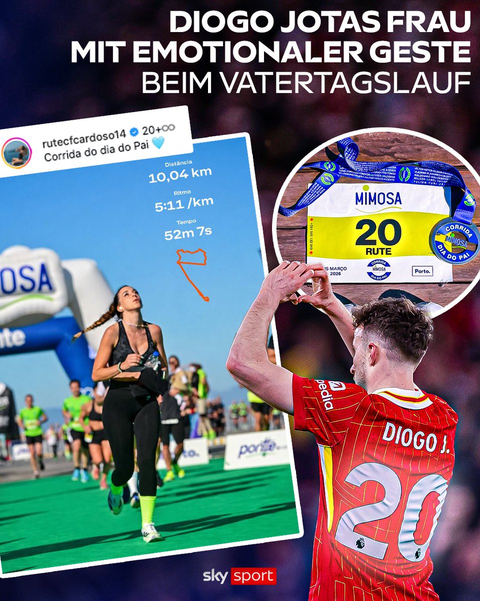 SkySportDE's tweet image. "20 für immer" 🖤 🕊️

ℹ️ Rute Cardoso, die Witwe von Diogo Jota, hat ihren Mann mit einer emotionalen Geste geehrt. Sie nahm in Porto an einem Zehn-Kilometer-Lauf teil – mit dem Wettkampf wurde der Vatertag gefeiert.

#SkyPL #Diogo #Jota #LFC #Liverpool