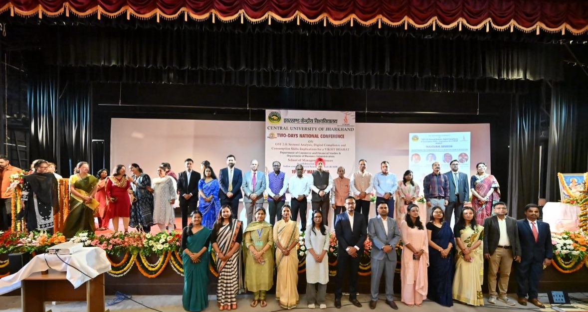 CUJ_Official's tweet photo. ICSSR sponsored Two day National Conference on “GST 2.0: Sectoral Analysis, Digital Compliance and Consumption Shifts – Implications for a Viksit Bharat” was jointly organised by DCFS and DBA on March 19-20. #GSTReforms,#ViksitBharat2047, #ICSSRGSTSeminars, #ICSSR. https://t.co/NzC6J4dB2l