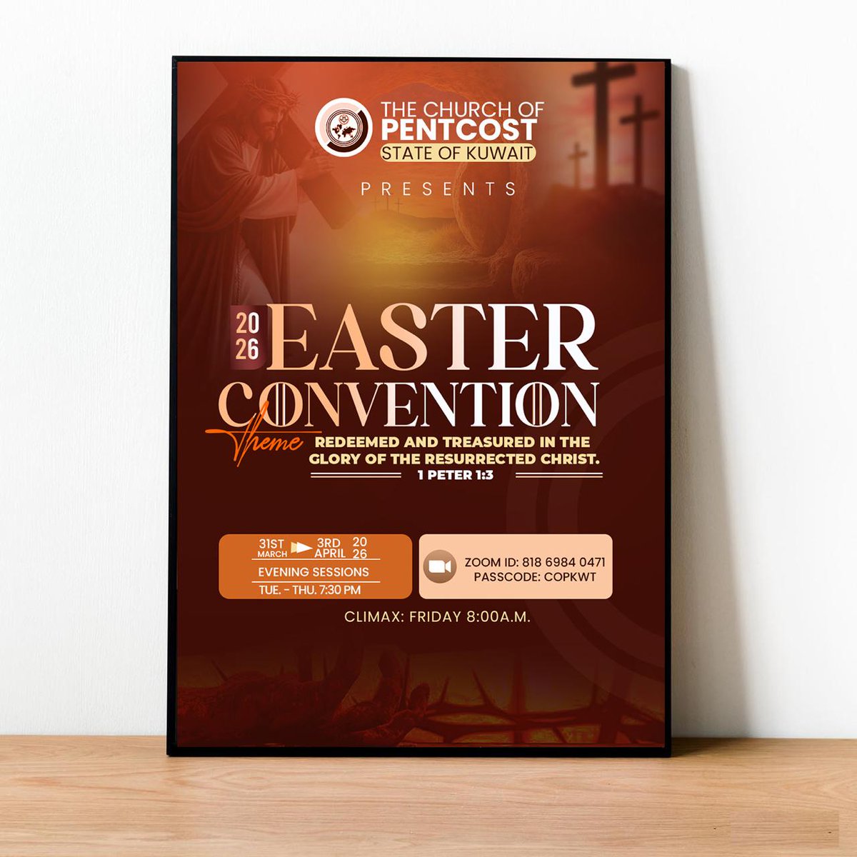 thecopkuwait's tweet photo. Blessed be the God and Father of our Lord Jesus Christ, who according to His abundant mercy has begotten us again to a living hope through the resurrection of Jesus Christ from the dead, 1 Peter 1:3 (NKJV).

#2026EasterConvention | #TheUnleashedChurch | #TheGloriousChurch | https://t.co/n48fdIDh4i