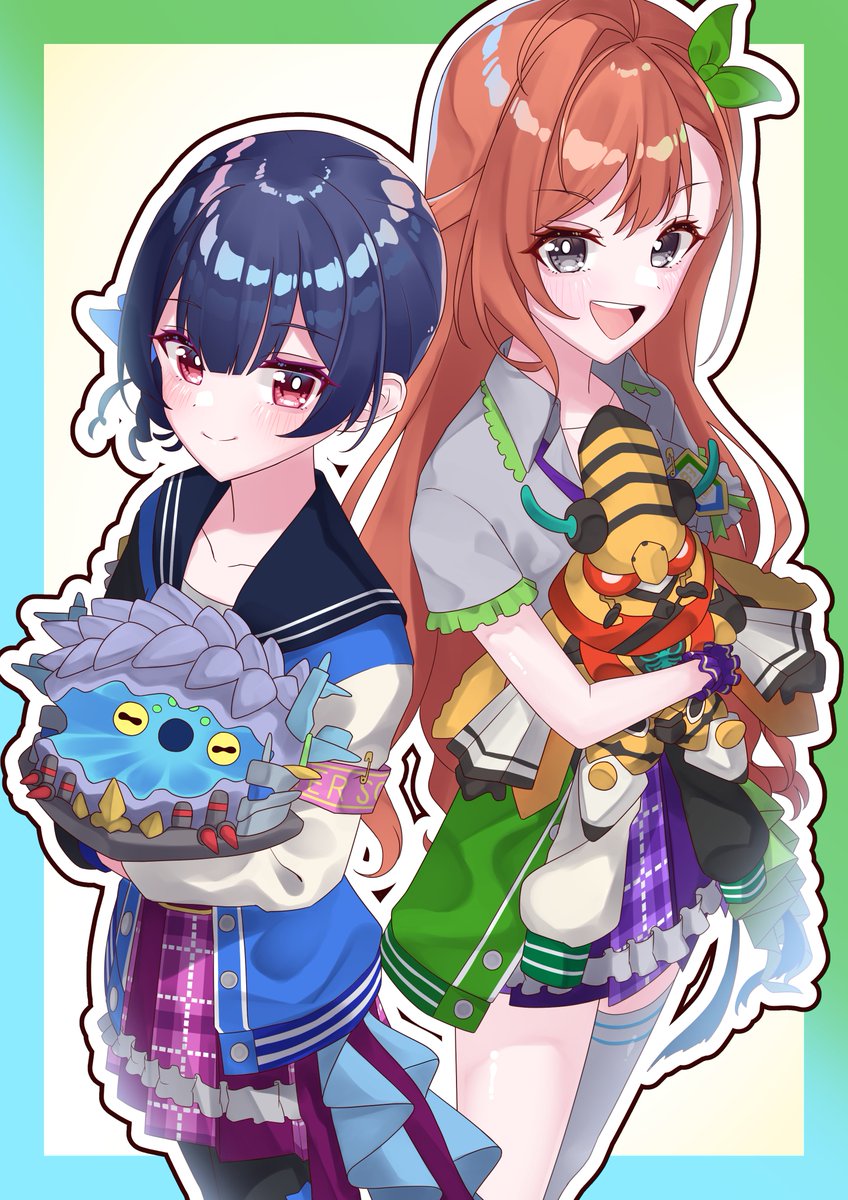 杜野凛世とシャコガイルと
有栖川夏葉とゲイル・ヴェスパー！
#デュ絵マ 
#デュエマ虹アート 
#デュエプレ
#シャニマス