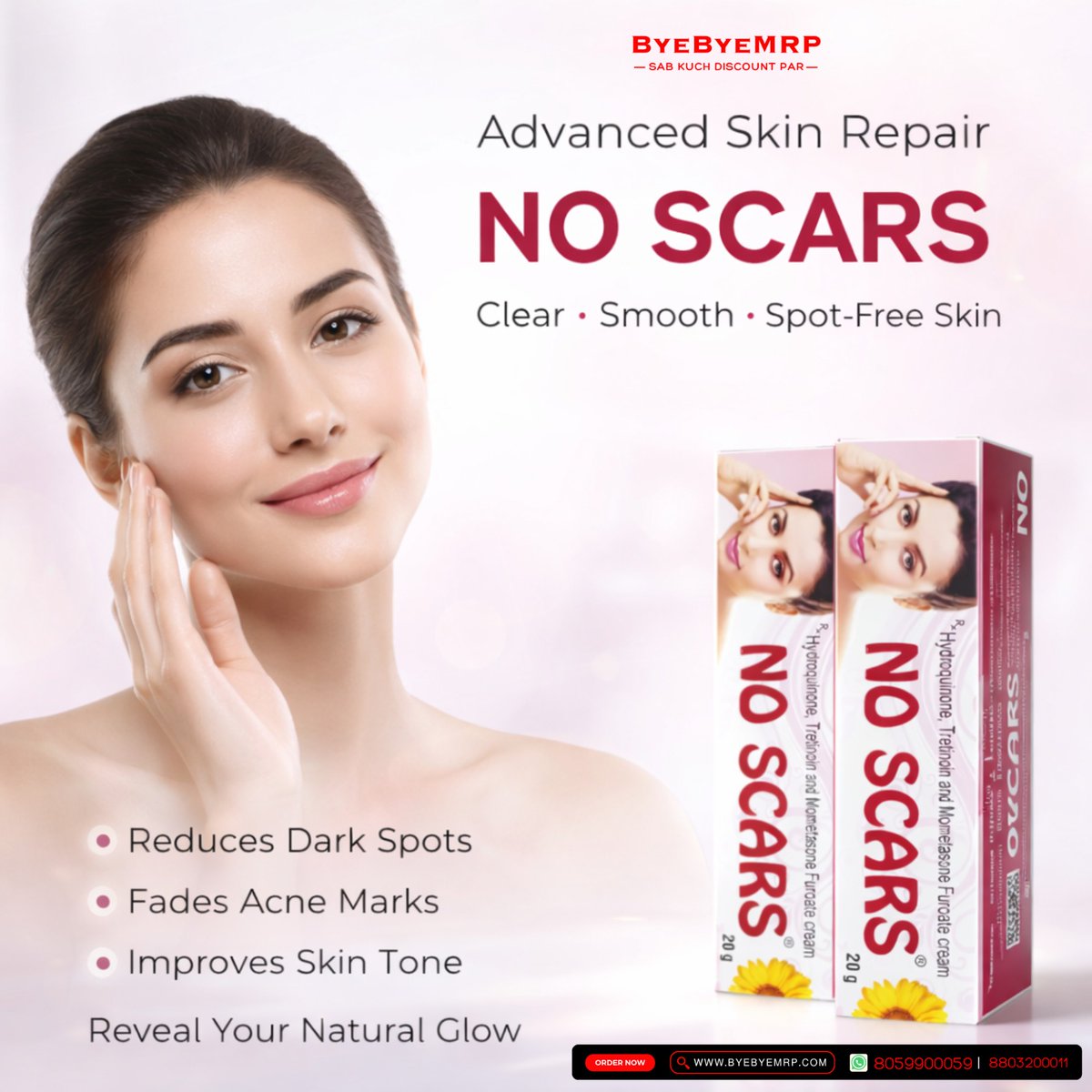 ✨ Say Goodbye to Scars &amp; Hello to Radiant Skin! ✨

✔️ Reduces dark spots
✔️ Fades acne marks
✔️ Improves overall skin tone
✔️ Reveals your natural glow ✨

#NoScars #GlowingSkin #SkincareRoutine #ClearSkinGoals #AcneFree #HealthySkin #SkinCareIndia #BeautyCare #byebyemrp