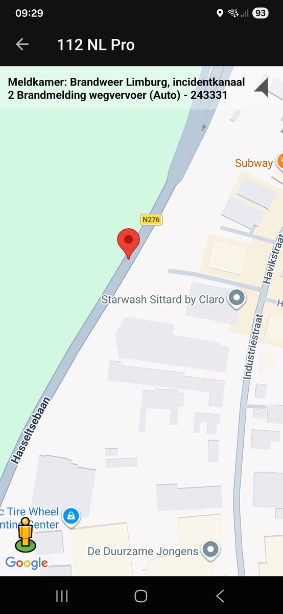 Brandmelding wegvervoer op de N276