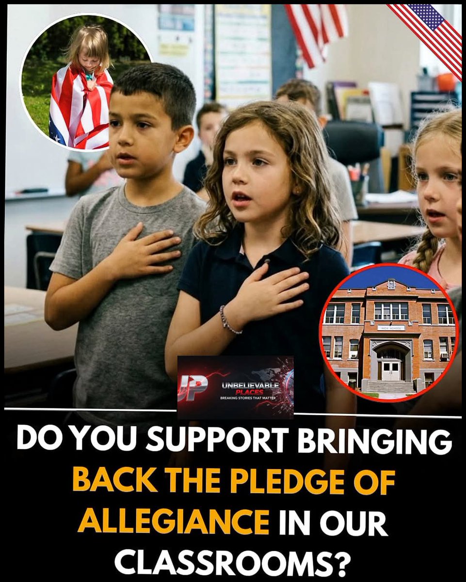 Alinavisooo's tweet photo. 🇺🇲Respect the Flag, Respect Choice 

The question of bringing back or reinforcing the Pledge of Allegiance in classrooms continues to spark debate across the United States. For many, the pledge represents unity, patriotism, and a shared respect for the country’s values. Supporters argue that starting the day with the pledge can help instill a sense of national identity, civic responsibility, and appreciation for the freedoms Americans enjoy.

Advocates believe it’s a simple tradition that connects generations and reminds students of the principles the nation was built on. They see it as a way to encourage respect for the flag and the country, especially at a time when national unity often feels strained.

At the same time, others emphasize that participation in the pledge has long been protected as voluntary under U.S. law. Court rulings have made it clear that students cannot be forced to recite it, highlighting the importance of individual freedom of expression—even in patriotic practices. From this perspective, the issue is not about removing the pledge, but ensuring that students have the right to choose whether or not to participate.

The discussion ultimately reflects a broader balance between tradition and personal liberty—two values that are both deeply rooted in American society 

Vote below 👇

Should the Pledge of Allegiance be encouraged in classrooms?

A. Yes
B. No