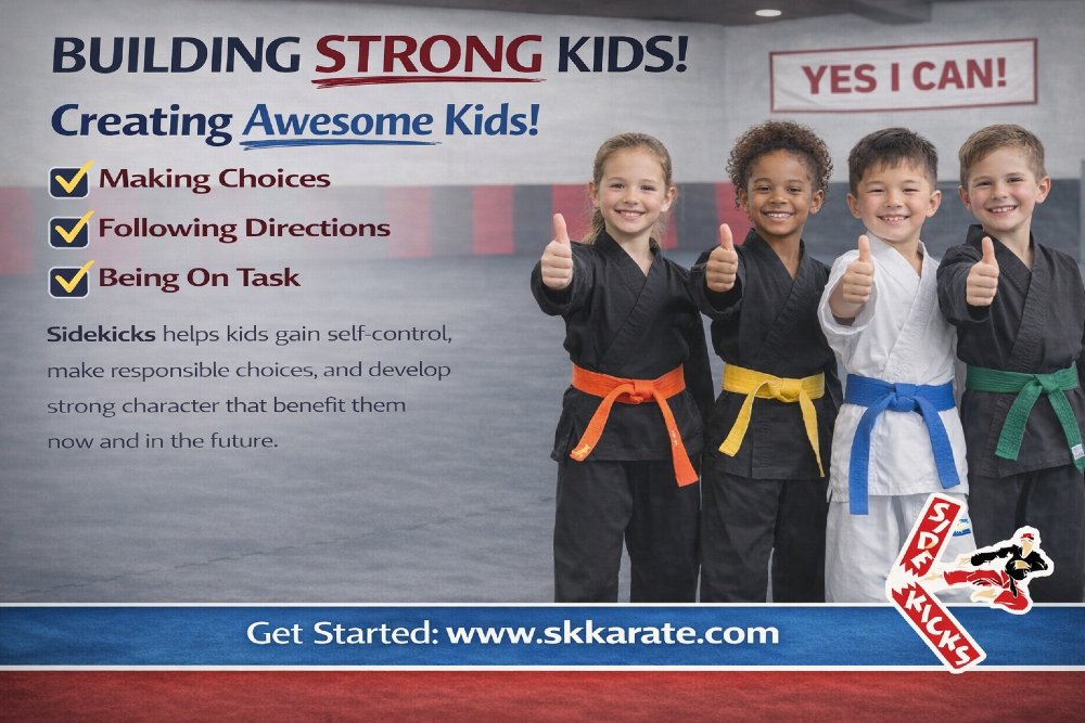 sidekickskarate's tweet image. Strong kids become strong leaders.

@ SIDEKICKS, kids build confidence, focus, &amp;amp; discipline while learning to overcome challenges &amp;amp; believe in themselves. The strength they gain in class carries into school, &amp;amp; home.

Start building a stronger future today.
skkarate.com
