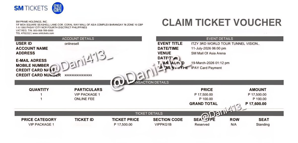Dani413_'s tweet photo. WTS ITZY Concert Philippines Ticket

💙 VIP Package 1 Floor B = Php 17,600 (🕐: 3/19 1:12PM)
🧡 VIP Package 2 Sec 217 (G19) = 17,600
❤️ 1 SVIP Floor B = Php 14,600 (🕐: 3/19 11:07AM)

RFS: Extra tickets due to panic buying by group
- flexible payment terms
- can meet up Metro Manila

#itzywts sell LFB 있지 Tunnel Vision Concert ITZY yeji lia ryujin chaeryeong yuna #ITZY