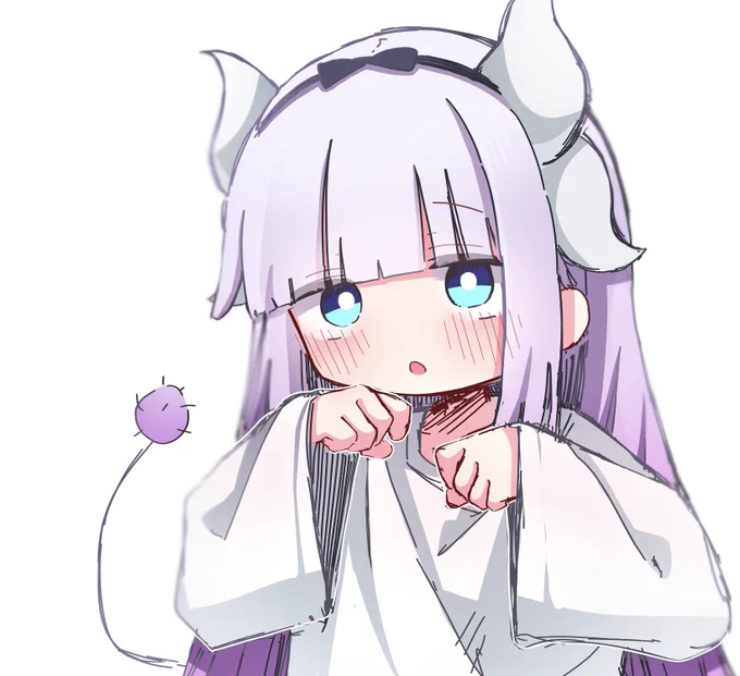 らくがき にゃんにゃんしてるカンナちゃん、、、、 #小林さんちのメイドラゴン #カンナカムイ