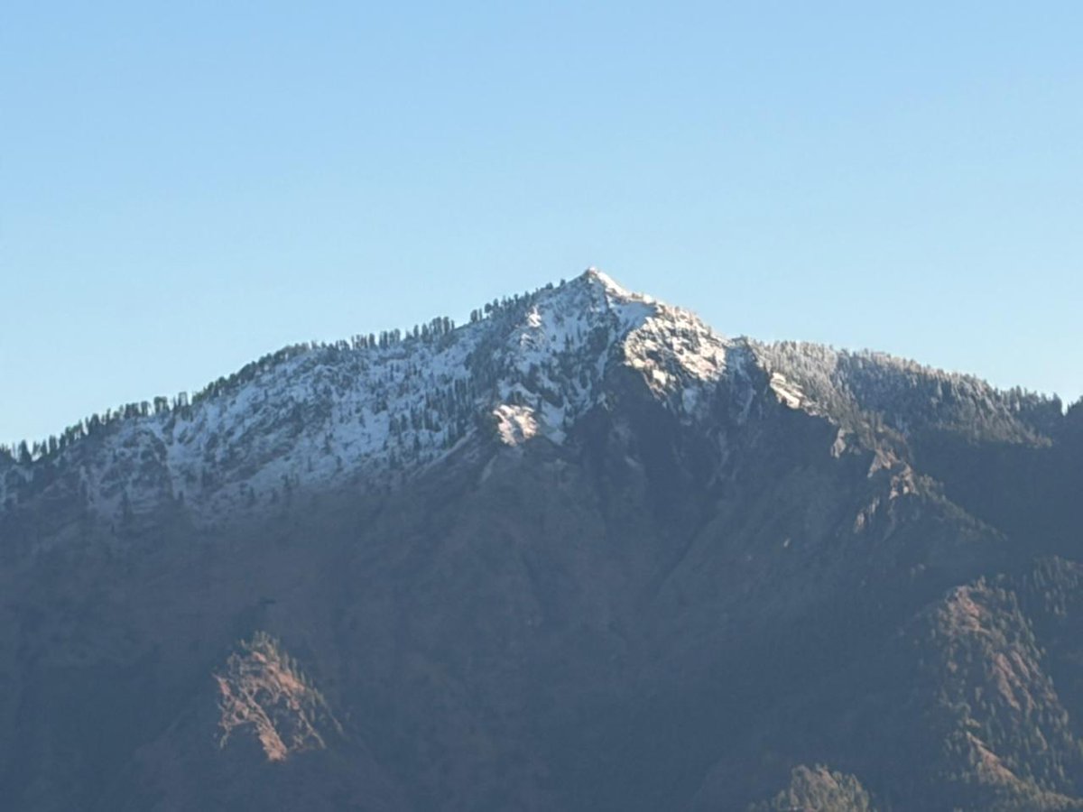 sidhshuk's tweet image. Fresh snowfall on Shali peak today morning.

Shining like silver with absolutely clear skies

#HimachalPradesh #mashobra #snowfall