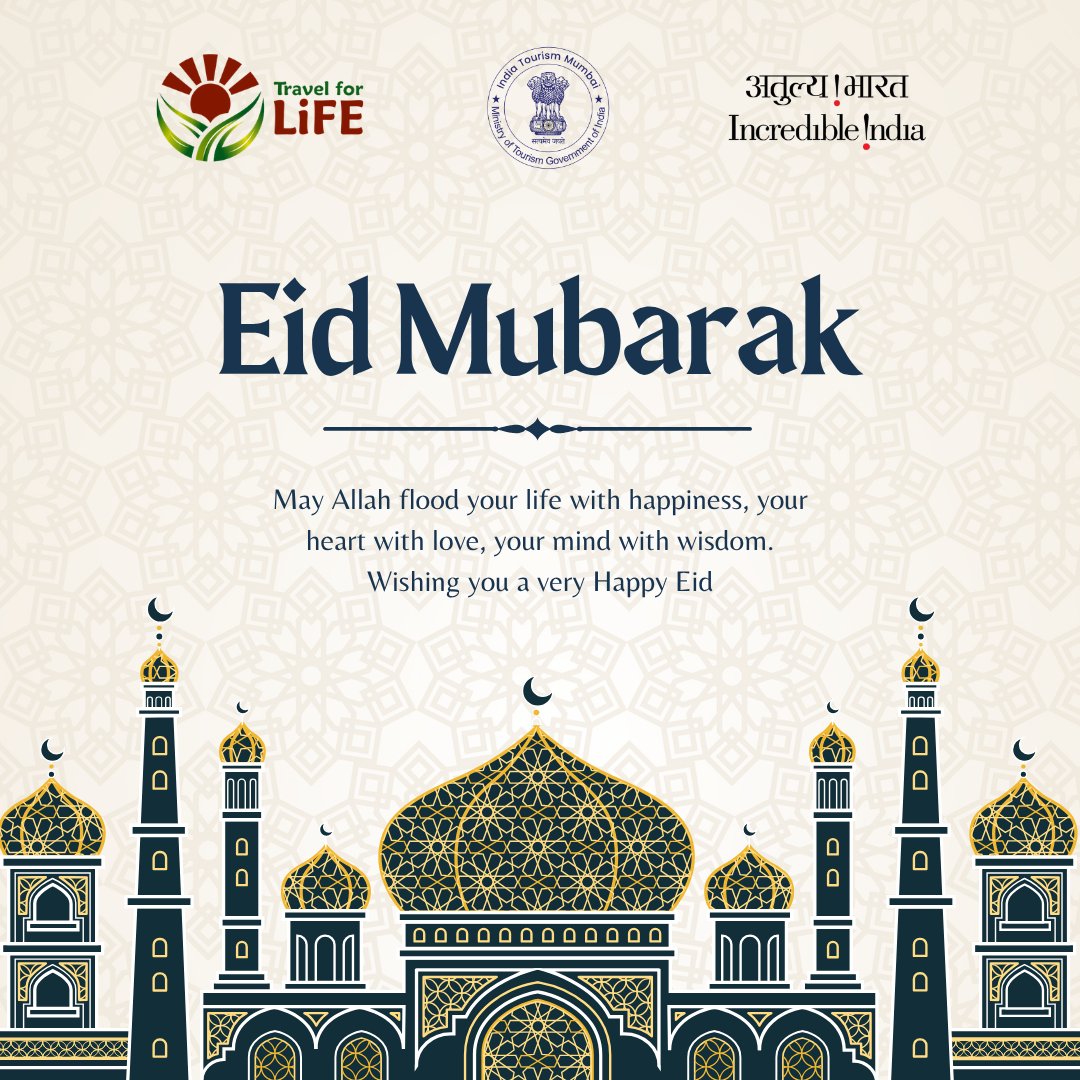 IndiatourismM's tweet image. Warm greetings on the occasion of Eid 🌙✨
May this festival of joy and togetherness bring harmony, prosperity, and happiness to all.

@tourismgoi
#EidMubarak #IncredibleIndia #FestiveSpirit #UnityInDiversity