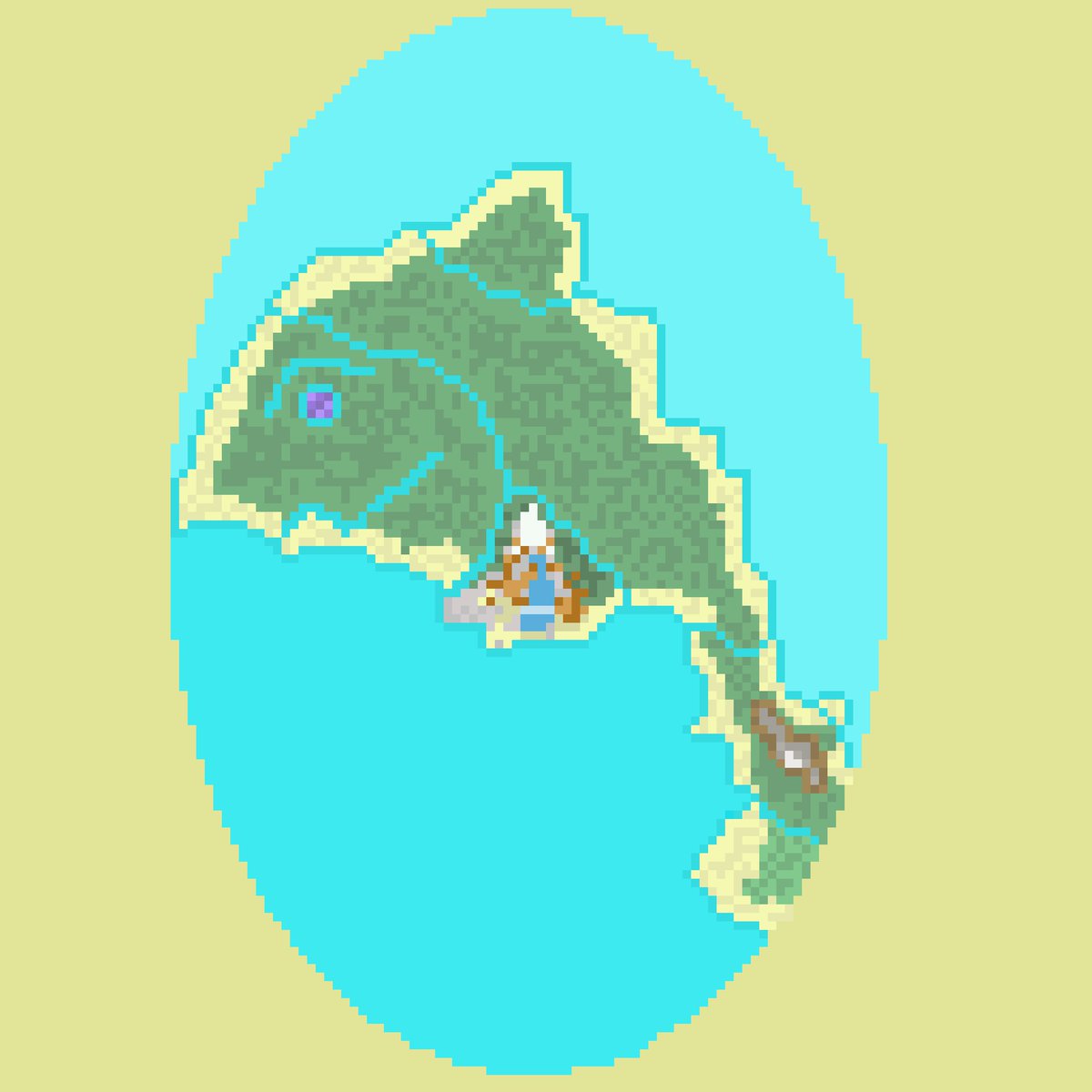 Shinzidaboi's tweet photo. Easter egg quickly became a new obsession with making maps This is egg map 1. Might redo the background layer to something else #pixelart #pixelmap #map #fantasymap #art #artsy https://t.co/cQv8KhBFVx