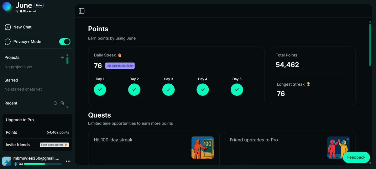 Jaynal9900's tweet image. 76‑day streak with the
@askjuneai

💡 Did you know: June stores all chat history locally and encrypts it, so your data never touches our servers.    

📷 Privacy‑first AI + real‑time crypto insights = a powerful combo for staying ahead.

#JuneAI #Crypto #PrivacyFirst #Streak76