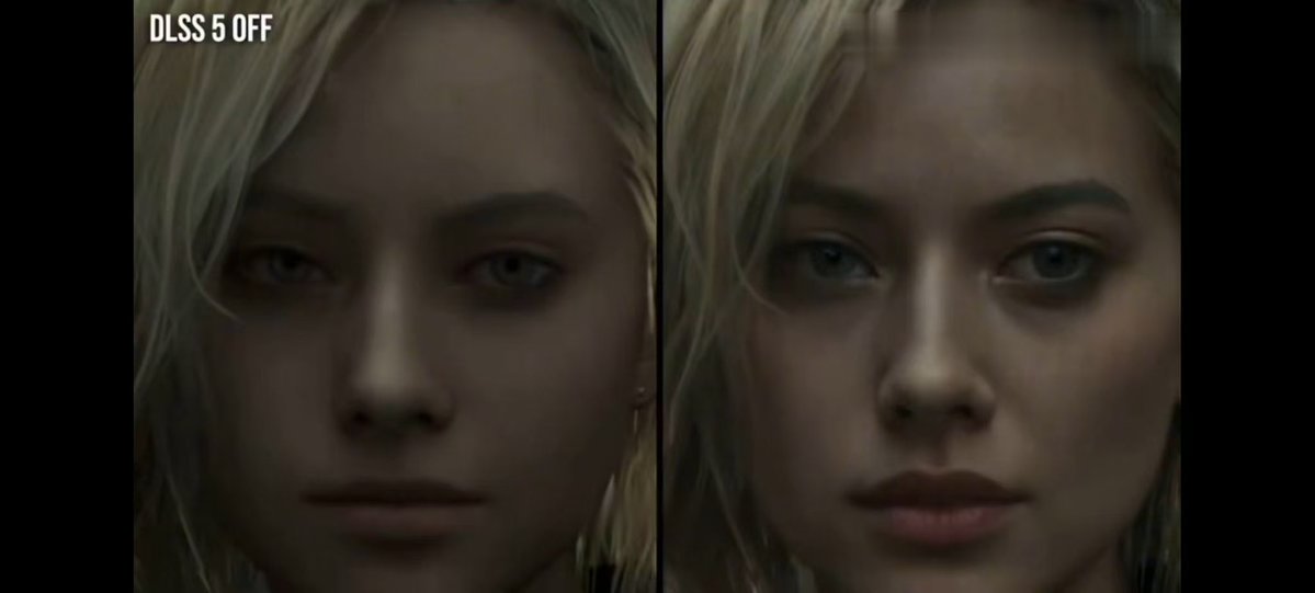 DigiPulseTech's tweet image. DLSS 5 got every character looking like an Instagram filter gone wrong 😂 Jensen said we were wrong but bro the game looks cursed now — who else turning it off and never looking back #DLSS5 #AIGamingBacklash #NvidiaDLSS #GamingFail #TechMeme