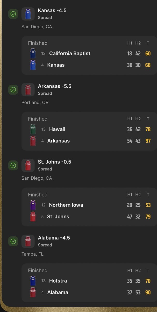 Theee_Founder's tweet photo. Good win today, easy chalk round 1, back tomorrow. 
#marchmadness #ncaa https://t.co/4Y49Sl5iBj