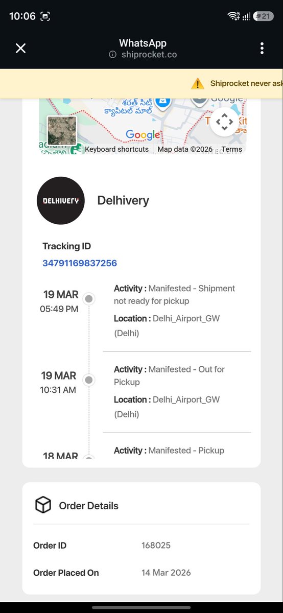 ritulhere's tweet photo. @delhivery I have placed an order and it’s with delhivery and the status is not changing from a week. could you please help here. 

Tracking ID
34791169837256 https://t.co/5VhhHBRRWH