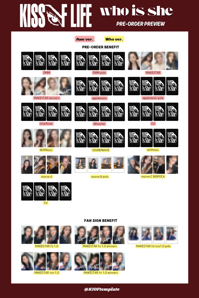 KIOFtemplate's tweet image. KISS OF LIFE 2nd Single Album [Who is she] 
&amp;gt;POB
#KIOFtemplate