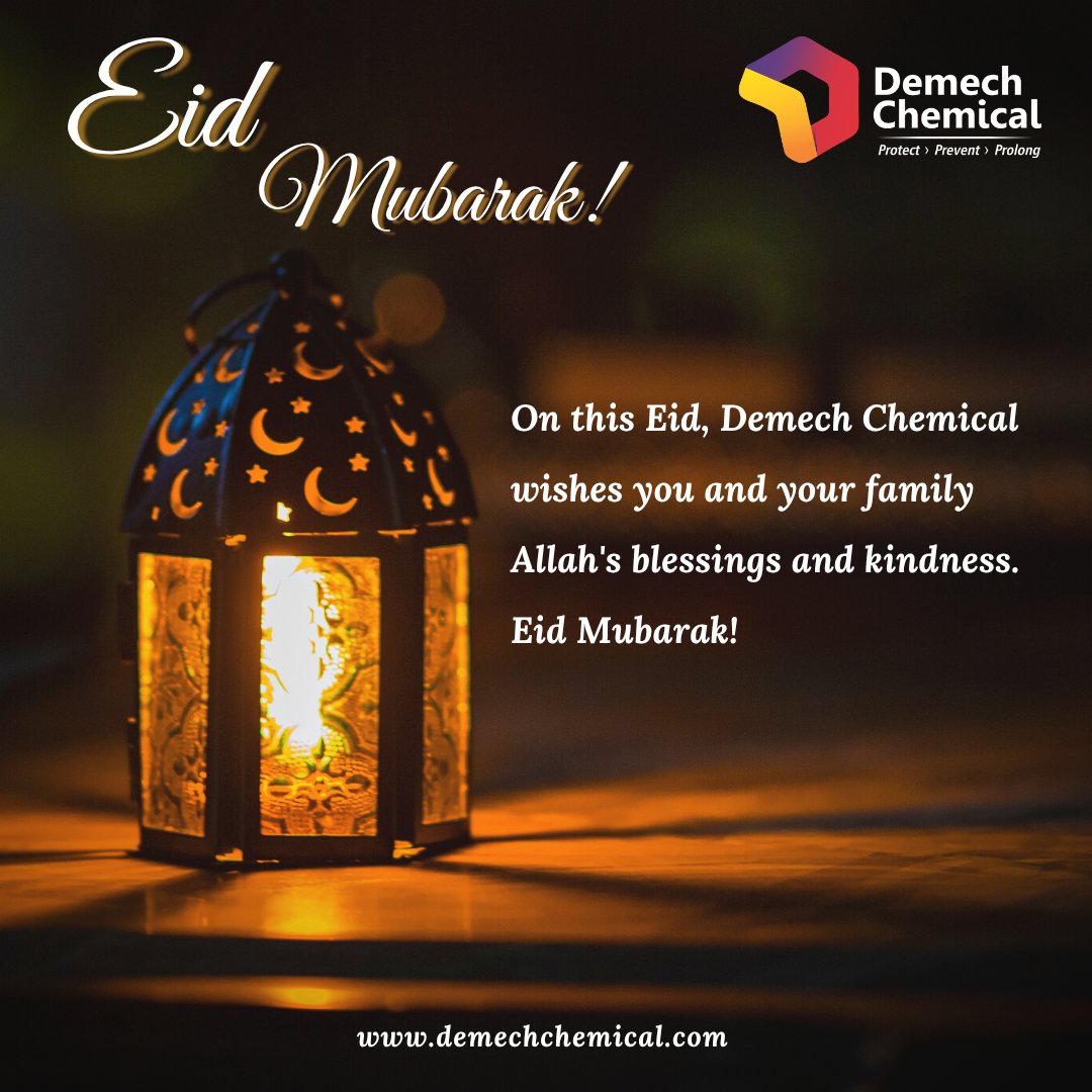 demechchemical's tweet photo. On this Eid, Demech Chemical wishes you and your family Allah's blessings and kindness.

Eid Mubarak!

Visit https://t.co/fXtbRnVrHo

#demech #chemical #protect #prevent #prolong #eid #celebration #eidmubarakh https://t.co/5HK2xgOqKA