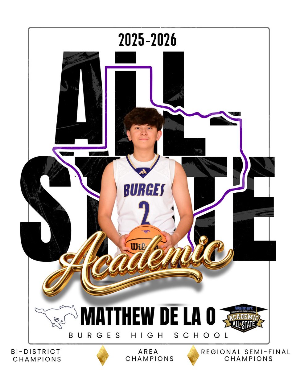 Mustang_BBall_'s tweet photo. We’re proud to recognize Matthew De La O for earning THSCA Academic All State❗️
Congratulations on this outstanding accomplishment, and thank you for representing Burges High School with integrity and excellence both on and off the court‼️
#IOB #CULTURE https://t.co/tTbrRH5NDF