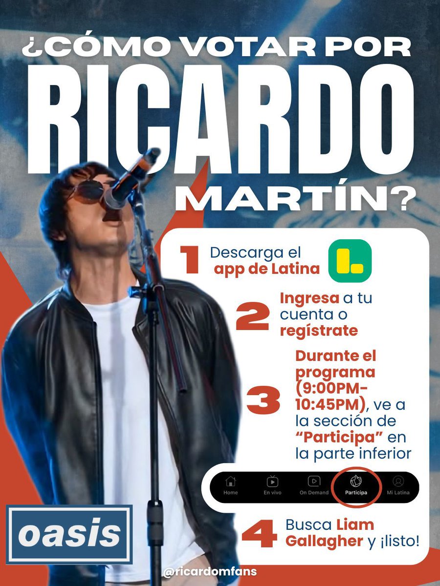 AngelCesar_fm's tweet photo. #oasis #ricardomartin #Oasis2026 #Liamgallagher @YoSoy_Peru @oasisarchives2 @OasisMania @LosMadferits @Whateverpodcas2 @eycteann
Gente, amigos, mads, apoyemos al imitador de Liam Gallagher, mañana sabado 21-03-2026 es la final: https://t.co/Ez2Sj7EH4L https://t.co/v5d8FTq8GN