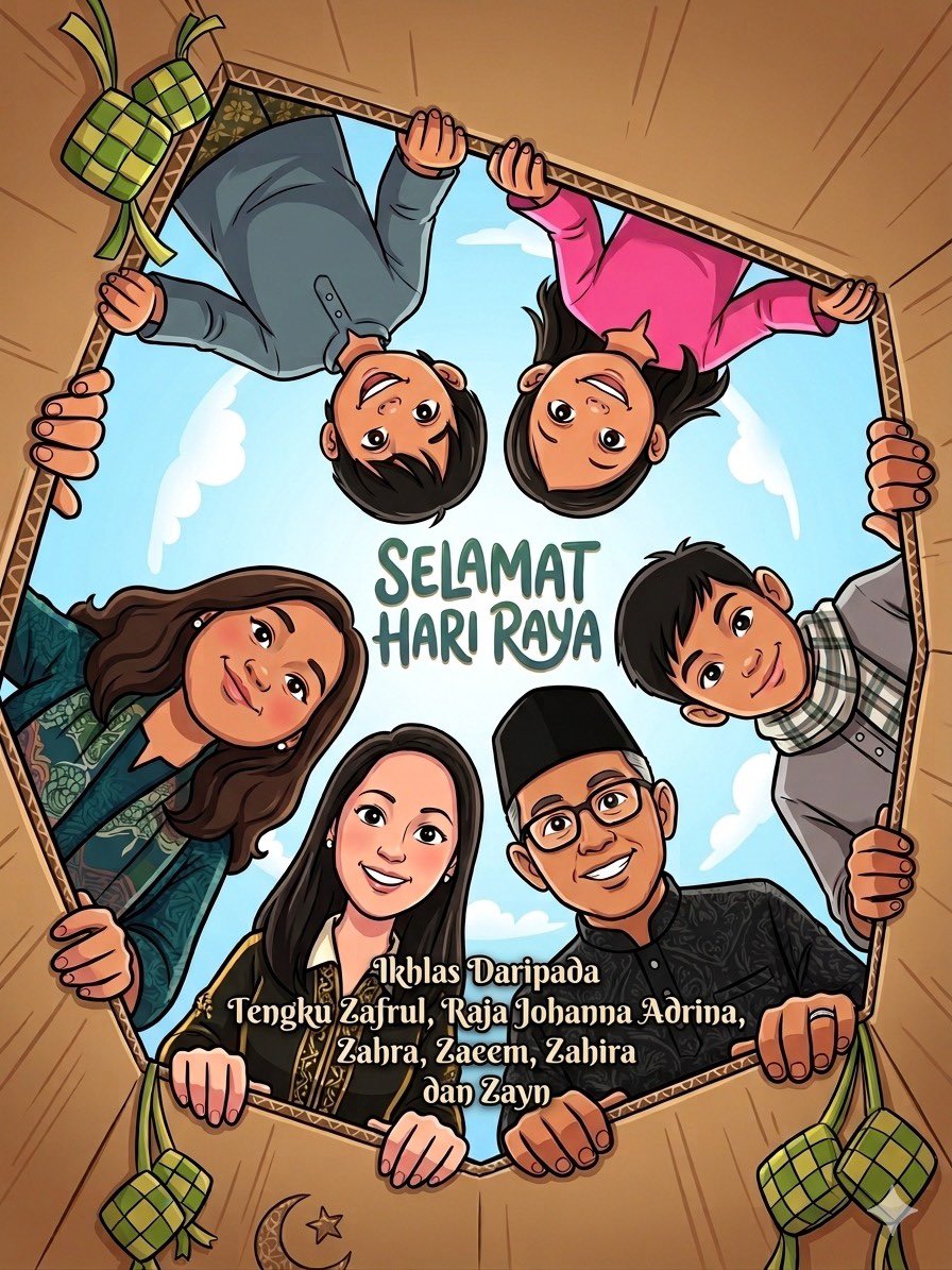 tzafrul_aziz's tweet image. Raya ni… yang penting bukan baju matching, tapi family still matching 🤍

Kuih raya penuh di meja,
Ketupat rendang jangan dilupa.

Dari kami satu keluarga,
Selamat Hari Raya, maaf zahir &amp;amp; batin semua. #TZA #Raya2026