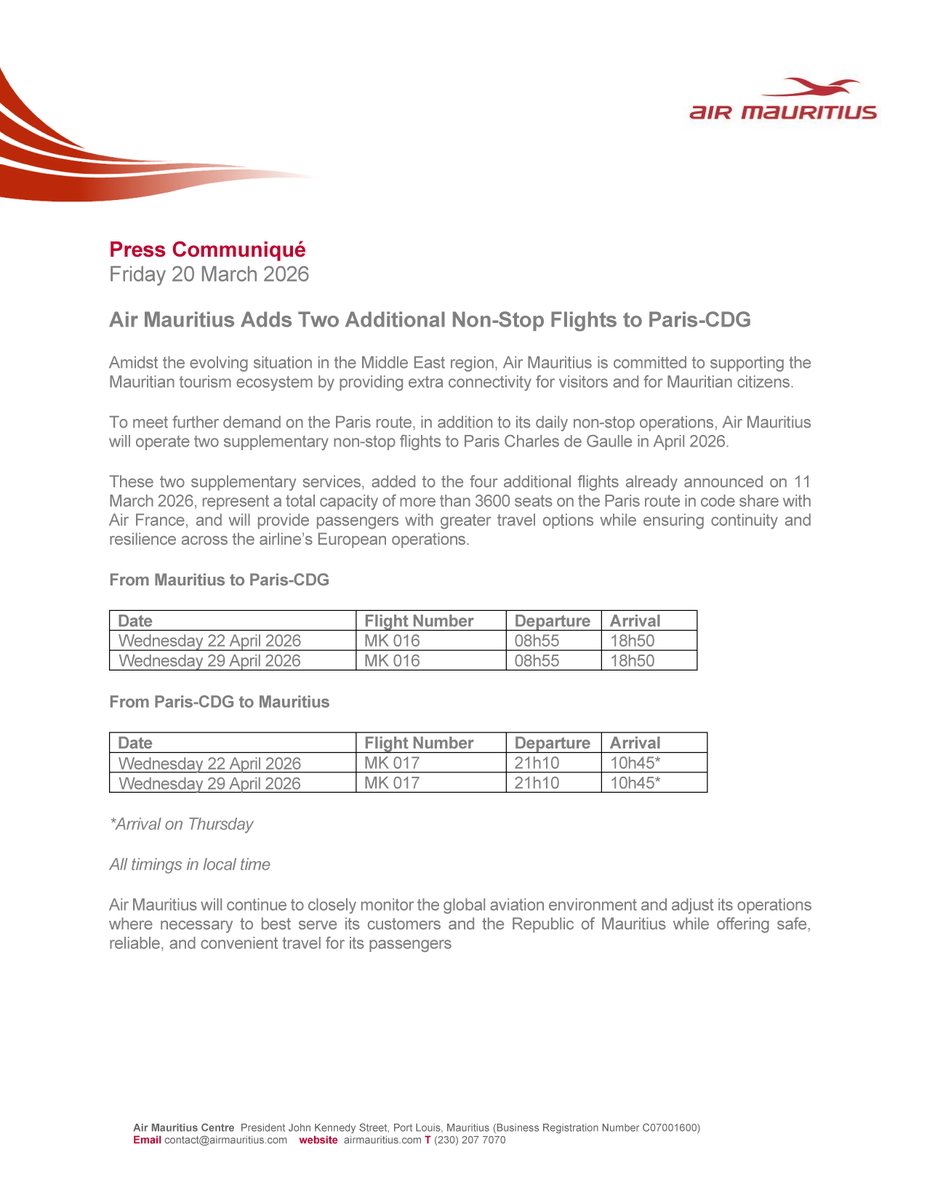 Air Mauritius tweet media