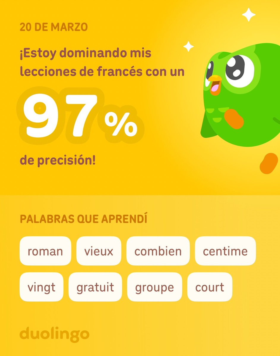 ¡Estoy aprendiendo francés en Duolingo! Es gratis, divertido y efectivo.