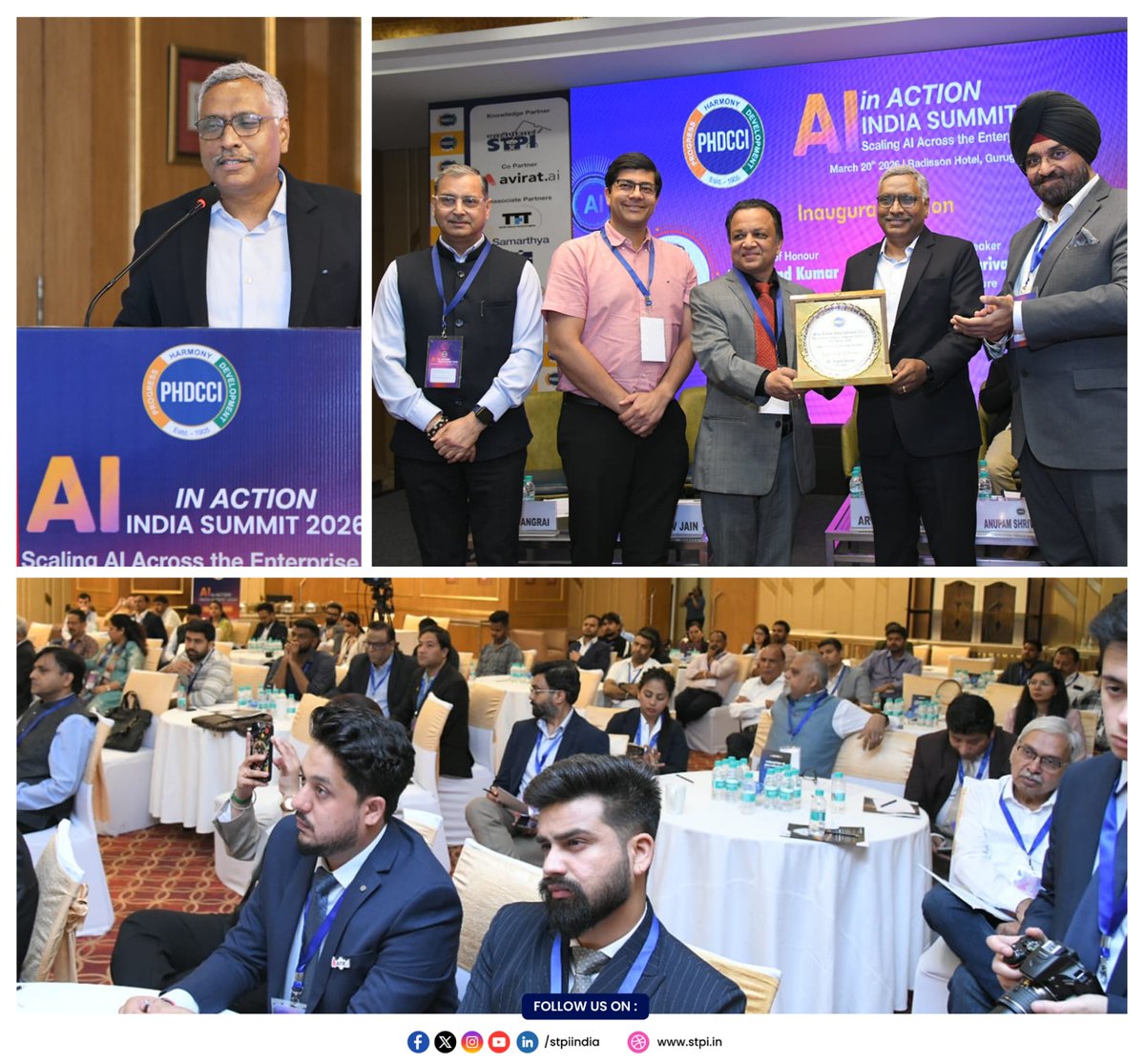 stpiindia's tweet photo. Shri Arvind Kumar (@arvindtw ), DG, STPI, as s Guest of Honour at the AI in Action India Summit 2026, shared key insights on India’s AI journey, evolving startup landscape, and the roadmap for inclusive, innovation-led growth.

Key Takeaways from the Address:

🔹 The Government is enabling innovation at scale through AI labs, structured AI courses, and access to 7000+ curated datasets, ensuring innovators and startups have the right foundation to build impactful, data-driven solutions.
🔹 India’s hosting of the Global AI Impact Summit marks a significant shift from “AI Action” to “AI Impact”, positioning the country at the forefront of translating policy vision into real-world outcomes.
🔹 Government departments are increasingly moving beyond discussions to actively seeking AI-based solutions for real-world challenges.
🔹 With a powerful combination of skilled talent, vast population-scale data, and robust Digital Public Infrastructure (DPI), India is uniquely positioned to lead the global AI revolution and build scalable solutions for the world.
🔹 The next wave of innovation will be driven by investments in semiconductor design, advanced manufacturing, space tech, and defence technologies, reducing import dependency and strengthening national capabilities.
🔹 Industry leaders are encouraged to actively engage with startups by providing problem statements, mentorship, and collaborative platforms like hackathons, enabling co-creation of innovative solutions.
🔹 With a widespread presence of 70 centres (majority in Tier-II & Tier-III cities) and 24 domain-specific CoEs, STPI is nurturing over 1,700 tech startups, providing end-to-end support including funding, mentoring, and global market access.

#STPI #AIIndia #DigitalIndia #StartupIndia #DeepTech #InnovationEcosystem #AIForAll #FutureOfWork #GovTech #TechForGood #InclusiveInnovation #IndiaTech #AIImpact #EmergingTech #Semiconductor #SkillingIndia #AtmanirbharBharat #NextGenInnovation 

@GoI_MeitY @AshwiniVaishnaw @JitinPrasada
@SecretaryMEITY @_DigitalIndia @NeGD_GoI @phdchamber