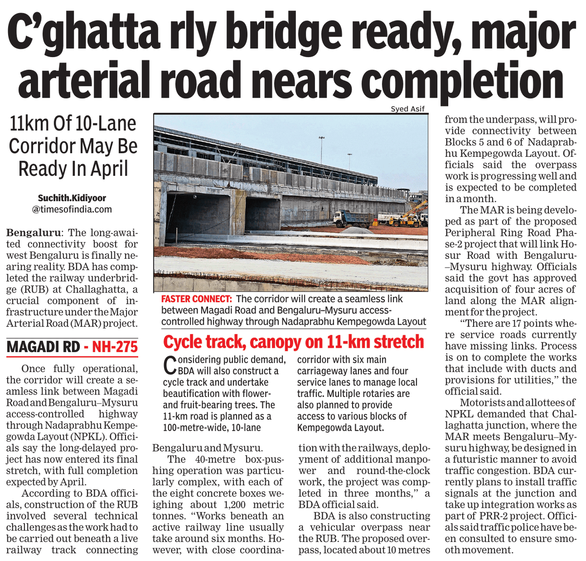 priyaJasTweet4u's tweet image. Much Awaited #Bengaluru's Widest 300 Feet , Connecting Mysuru Road &amp;amp; Magadi Road , Cutting through #BDA NPKL Layout is ready , with  completion of Railway Underpass. Compliments to BDA Commissioner @Captain_Mani72 sir &amp;amp; his team for record time completion of the Railway Underpass