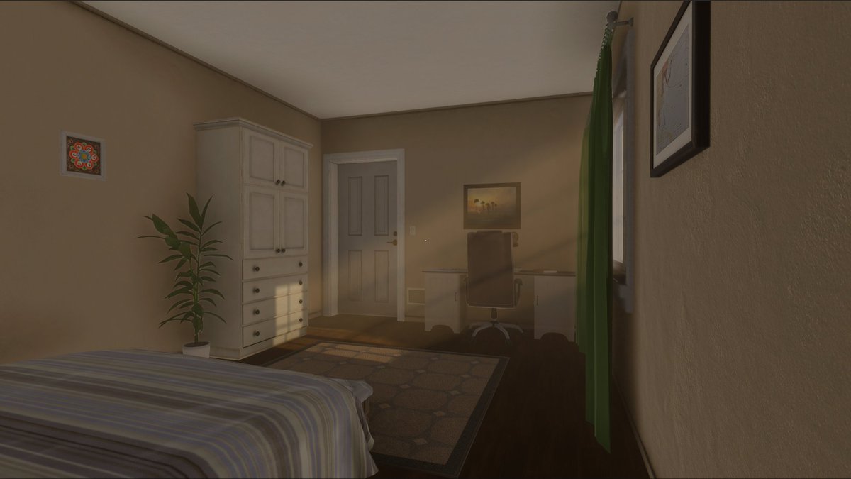 Beweldadon's tweet photo. Happy #screenshotsaturday 

Finished adding hands to the game rather than just objects floating in place.

Also, ignore Kevin in the fourth image, he just wants to get to know you...
#gamedev #dinosaur #horror https://t.co/5rRGhcQtk5