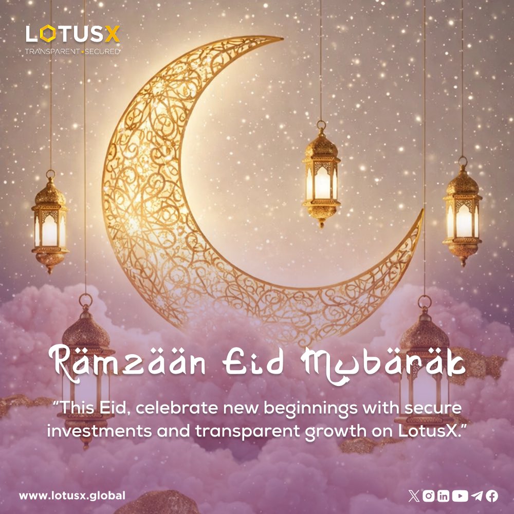 🌙✨ Eid Mubarak!
May this special occasion bring peace, prosperity, and new opportunities to your life.
Celebrate growth and success with LotusX.

#LotusX #EidMubarak #CryptoIndia #CryptoNews #Blockchain #Ethereum #CryptoCommunity #Finance #CryptoInnovation #CryptoRevolution