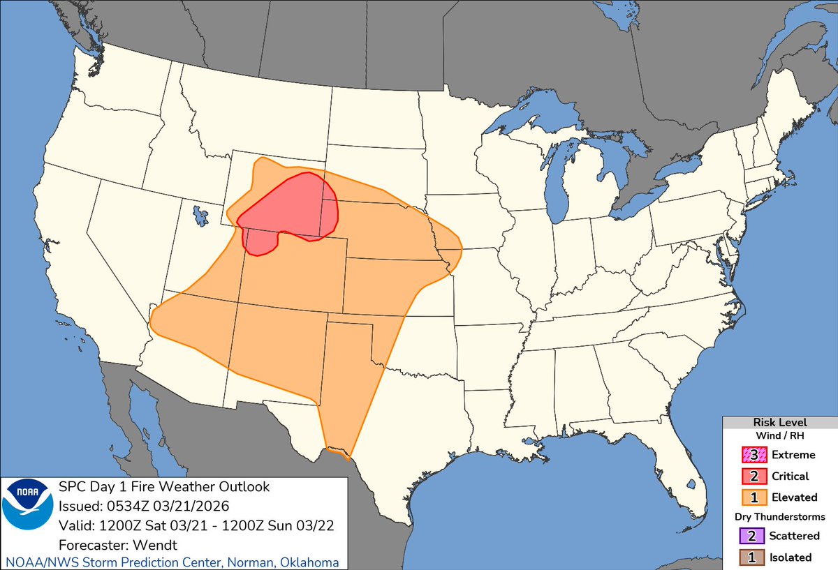 NWSSPC's tweet image. 12:36am CDT #SPC Day1 #FireWX Critical: parts of central/eastern wyoming northwest colorado southwest south dakota western nebraska panhandle spc.noaa.gov/products/fire_…