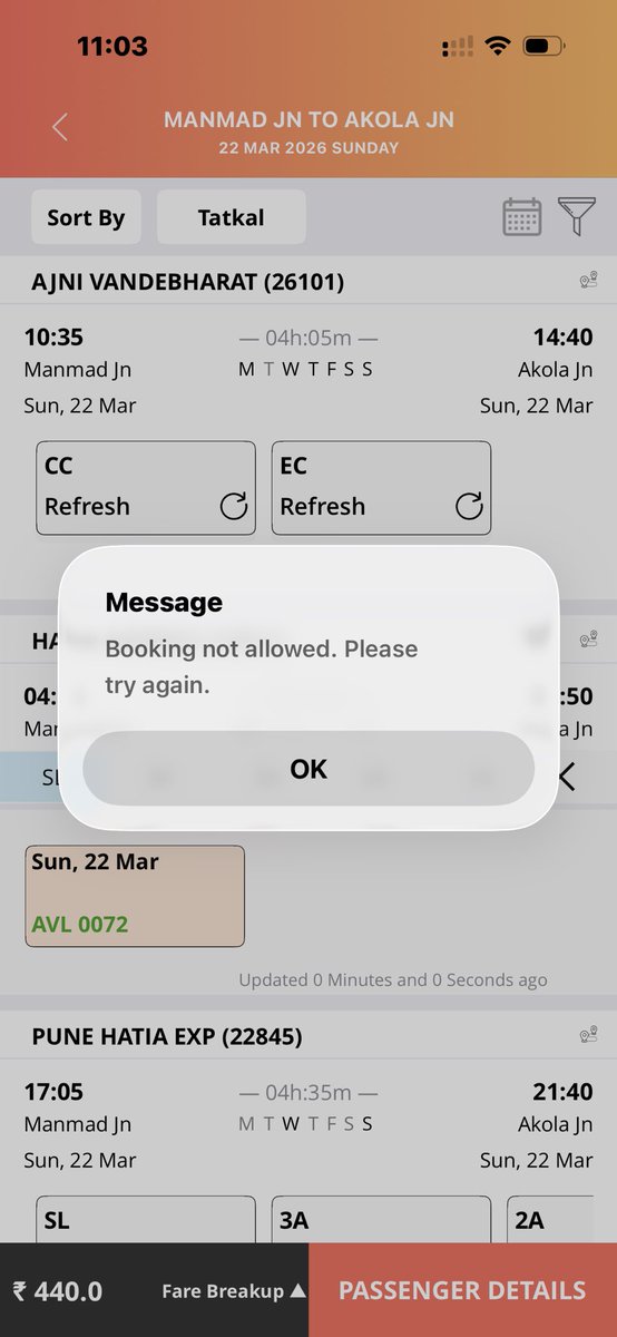 Prashant92W's tweet photo. I have been trying to book Tatkal tickets for the past several days, but the app is not working properly while booking in @IRCTCofficial . We, the customers, have to face this problem all the time. railway administration should find a way out of this immediately. https://t.co/9iVfhZUvXu