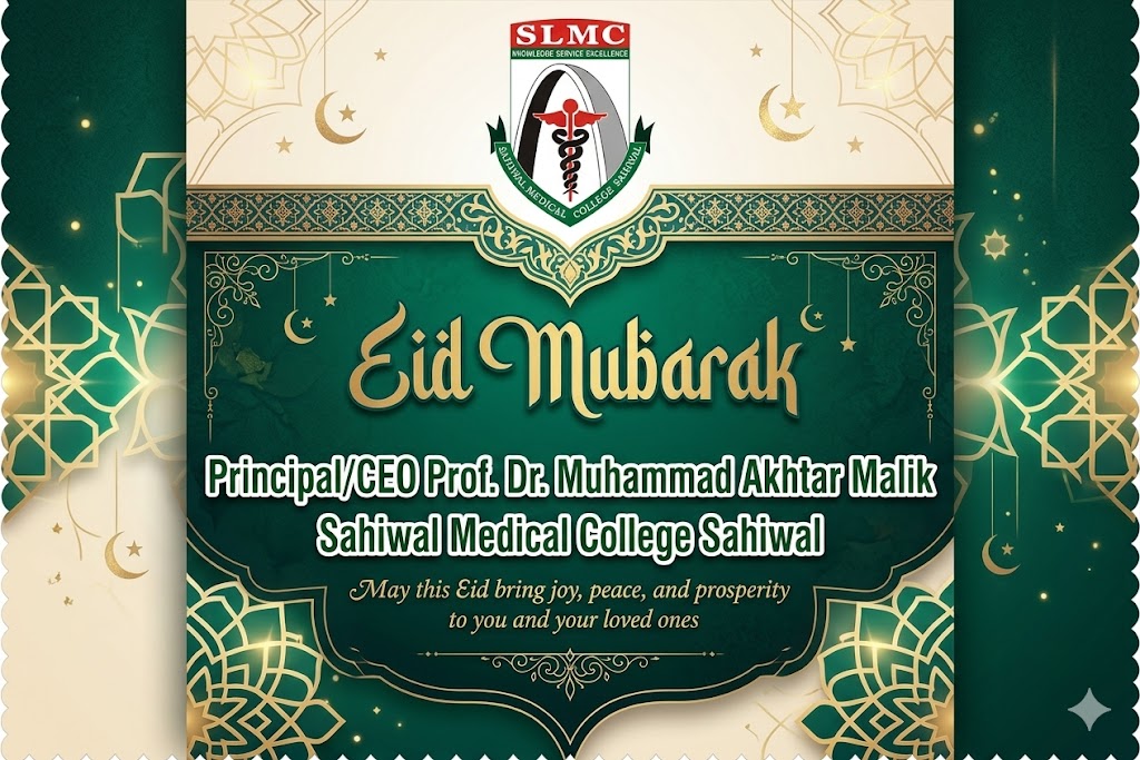 SLMCSWL's tweet image. ✨ Eid ul Fitr Mubarak ✨

On this blessed occasion, we extend heartfelt wishes of happiness, peace, and prosperity to you and your loved ones. 🌙

Prof. Dr. Muhammad Akhtar Malik
Principal/CEO
Sahiwal Medical College

#EidMubarak #EidUlFitr #SLMC #SahiwalMedi #Blessings