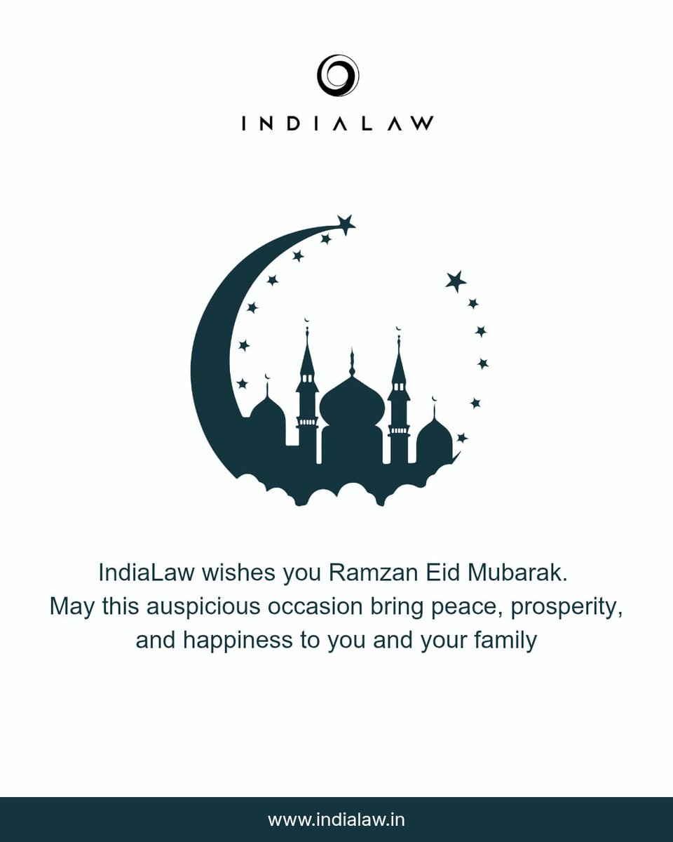 IndiaLawMumbai's tweet image. Eid Mubarak from IndiaLaw. May this beautiful occasion bring peace, prosperity, and happiness to you and your loved ones.

Let us celebrate with gratitude, compassion and a renewed commitment to justice, integrity, and unity.
#EidMubarak #IndiaLawLLP #PeaceAndProsperity