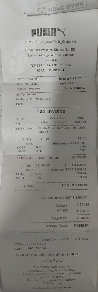 manojmittal49's tweet image. Shocking quality from @PumaIndia! 😡​Purchased 'Easy Rider' sneakers on 14/03/26. In just ONE wear, the toe portion teared. A clear manufacturing defect &amp;amp; breach of implied warranty under Consumer Protection Act 2019
​I demand a full refund @jagograhakjago @consaff #QualityFail