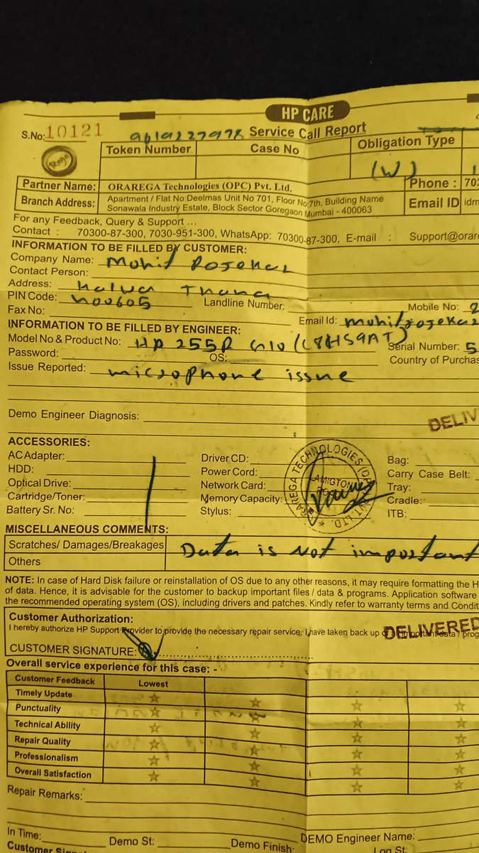 RojekarM's tweet photo. @HPSupport None of the contact numbers were working. Had to rush to shop from where I purchased for the contact of the service center. Responses from Service center were very ridiculous and rude. No one was answering properly. https://t.co/9wujGk2lwE