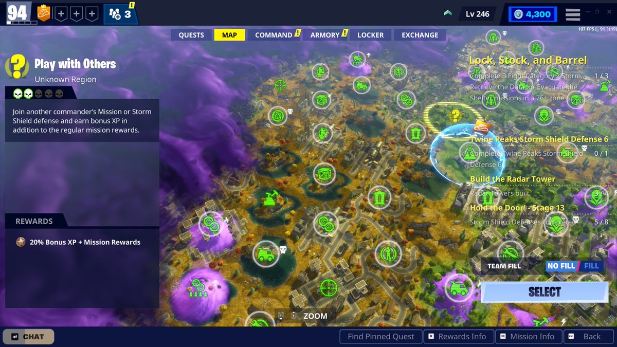 Muzzy956's tweet photo. @Fortnite_STW Here's an image for reference. Someone had found Retrieve the Data with vbucks on the left, but it doesn't show for me. Checked the entire map just in case; only ended up with nothing https://t.co/m6h2gbKrp6