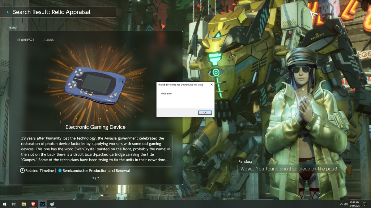 EmpathyTank's tweet image. Wow... You found another piece of the past!

#WonderSwan @UnrealEngine #SYNDUALITY

Fatal error! Gaming never changes . . .