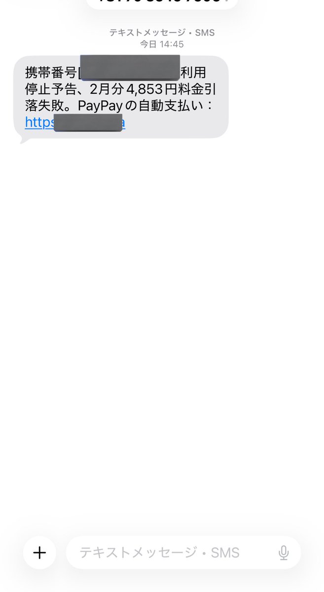 詐欺のSMS来たから気を付けるんやで。