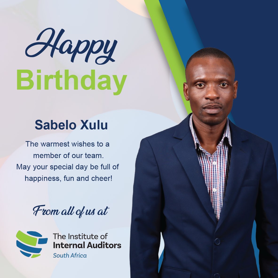 IIASOUTHAFRICA's tweet image. Happy Birthday, Sabelo Xulu! 🎉

May your special day be filled with happiness and surrounded by the people who mean the most to you. 

Wishing you a year ahead filled with success, positivity, and great memories. 

#iiasa #internalauditprofessionals