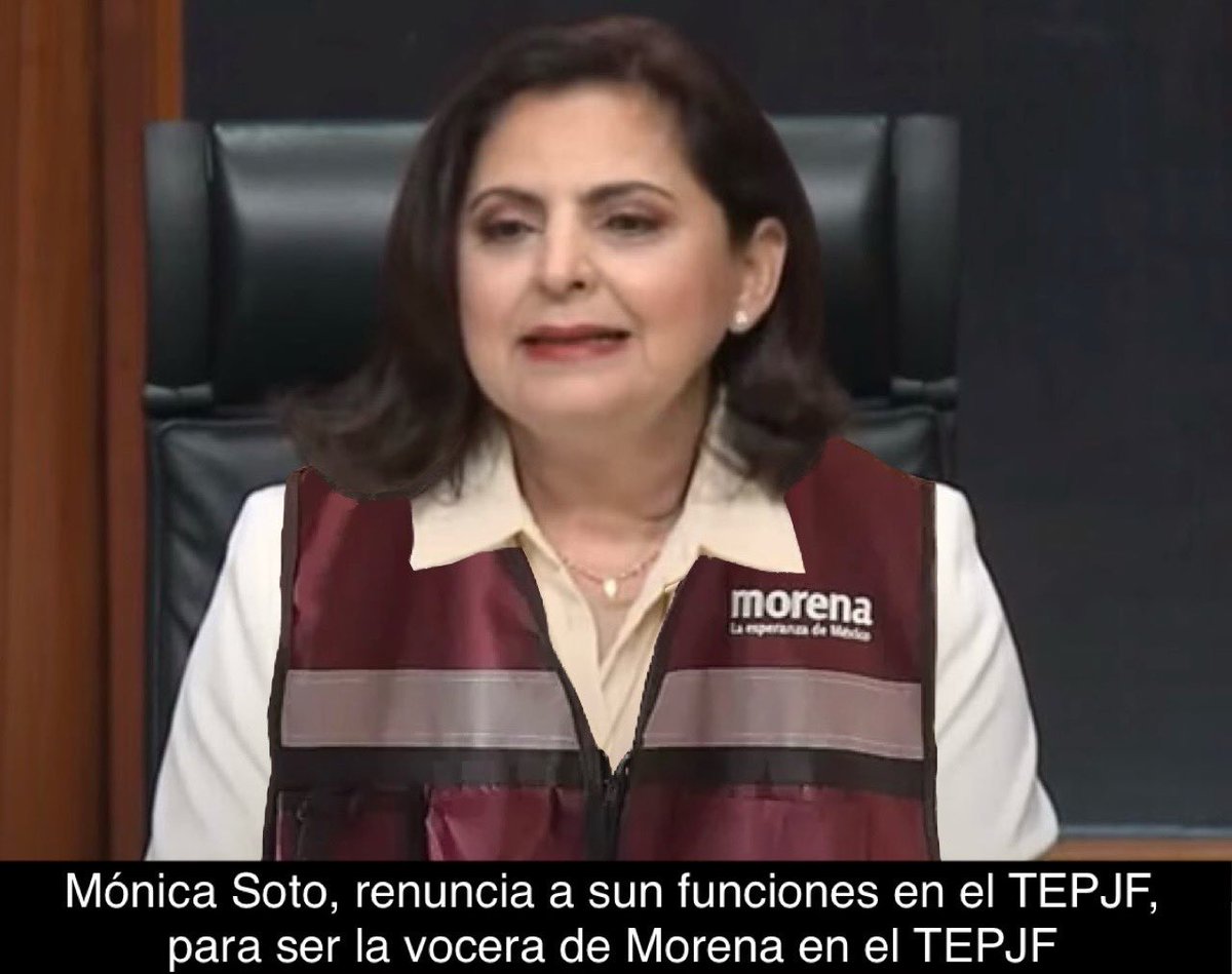CONOZCALA si no la ubica ya, ella es la magistrada y ex pdta del <a href="/TEPJF_informa/">Tribunal Electoral del PJF</a> Monica Soto, morenista descarada que debe de pasar a la historia como una de las mas grandes traidoras a la Nación Mexicana. A Ella se le debe la sobrerepresentacion de <a href="/PartidoMorenaMx/">Morena</a> en las