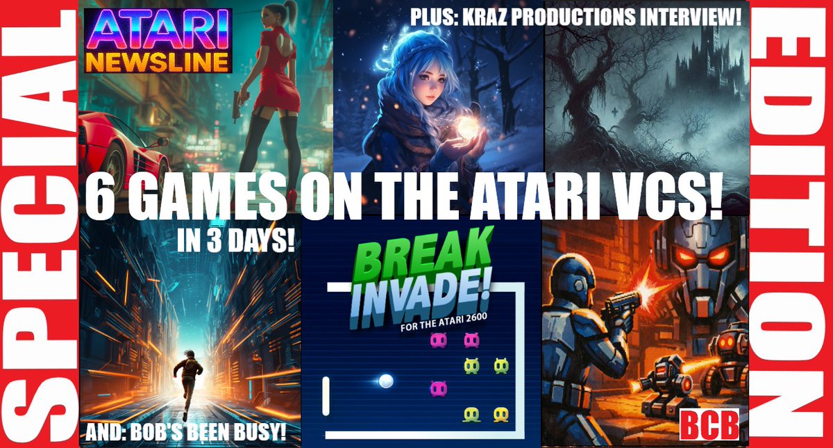 ballistikcoffee's tweet photo. SAT! 8a MT on #AtariNewsline! It's a #SpecialEdition! 6 New #games on #Atari #VCS in 3 days! #Escape2042, #Escape2049 (an exclusive!), #WoodofDespair 2600, #Zia& the #GoddessesofMagic, #OrionX & #BreakInvade! + #KrazProductions stops by 2 discuss! Link: https://t.co/kWETy7gGJU https://t.co/BoJ63zXv8b