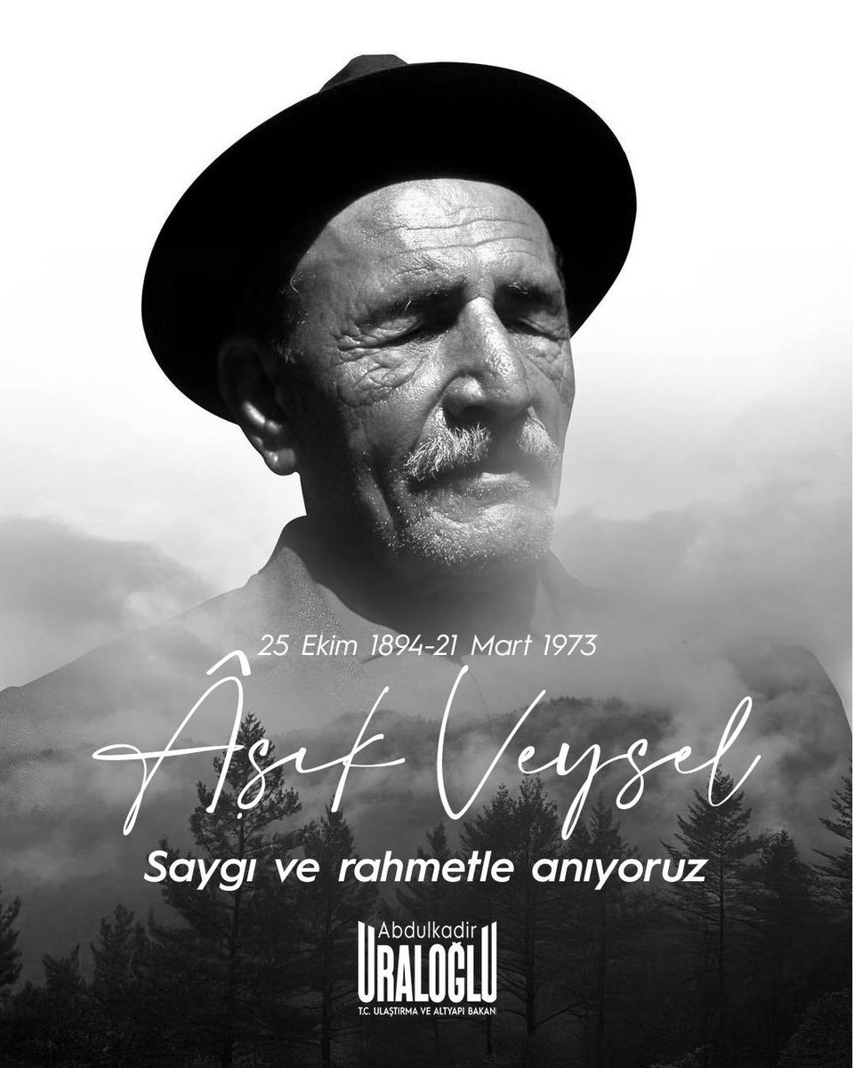 “Uzun ince bir yoldayım, gidiyorum gündüz gece…” 🎶

📜 Türk halk edebiyatının unutulmaz ozanı Âşık Veysel’i vefat yıl dönümünde rahmet ve minnetle anıyoruz.

Gönüllere dokunan sözüyle, milletimizin hafızasında yaşamaya devam ediyor. 

Ruhu şad, mekanı cennet olsun…